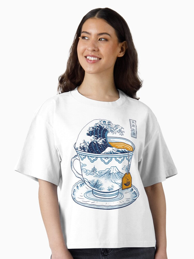 The Great Kanagawa Tea Boxy T Shirt Boxy T Shirt High Search Demand Gift Ready