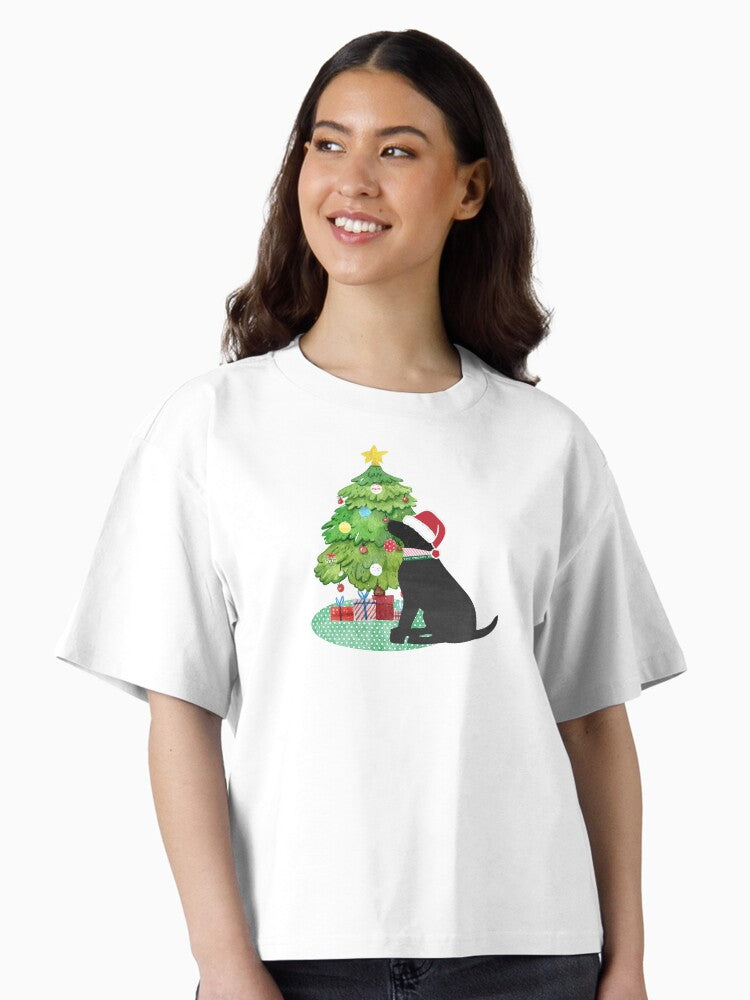 Black Lab Decorating Tree Boxy T Shirt Boxy T Shirt Premium Print Boxy Fit