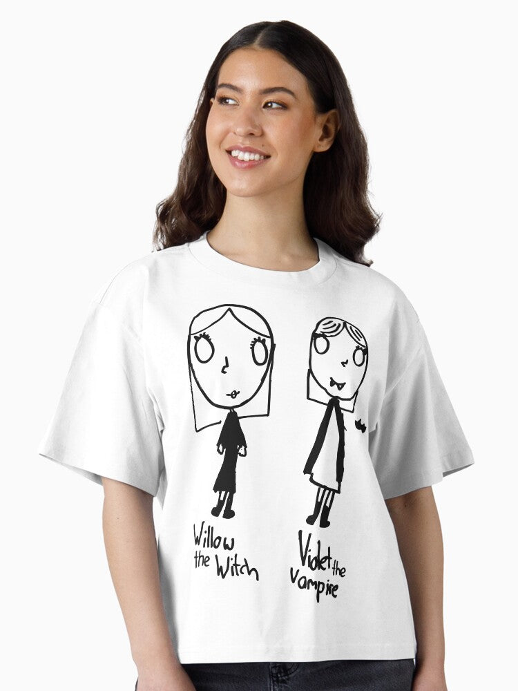 Willow the Witch Violet the Vampire by April Boxy T Shirt Boxy T Shirt Premium Print Daily Wear