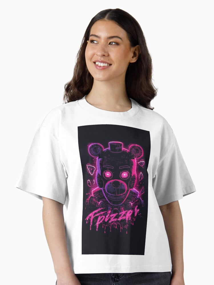 Neon Horror Animatronic T Shirt Design FNAF Inspired Boxy T Shirt Boxy T Shirt Comfort Fit Boxy Fit
