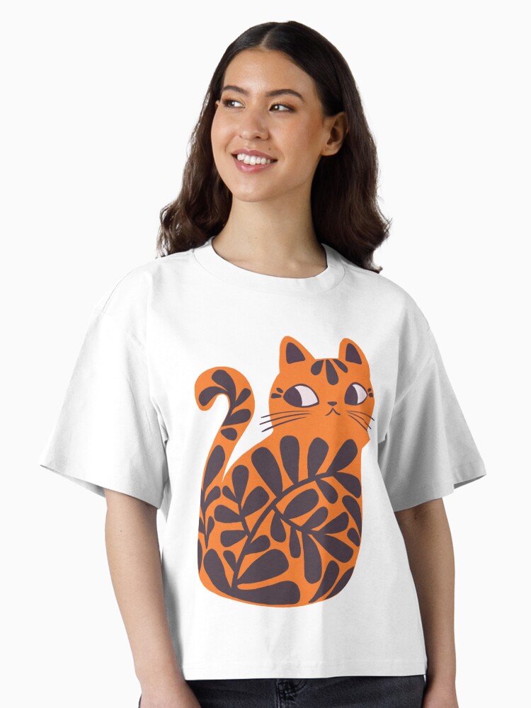 Boho Orange Tiger Tabby Cat Boxy T Shirt Boxy T Shirt Trending US Relaxed Style
