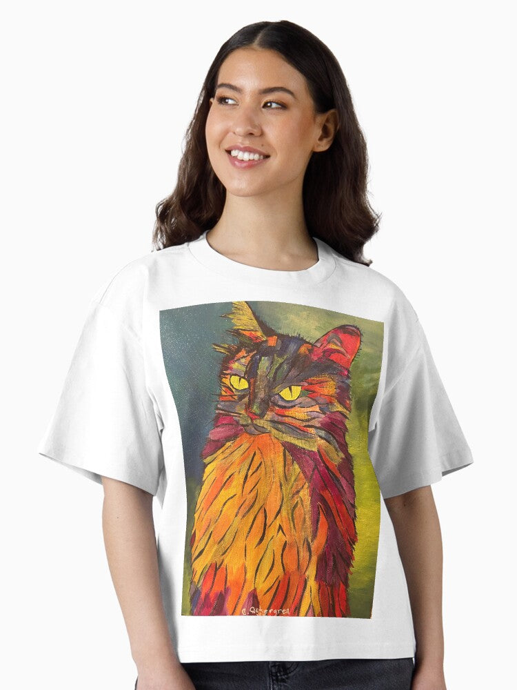 Rainbow neon metallic cat Boxy T Shirt Boxy T Shirt Premium Print Boxy Fit