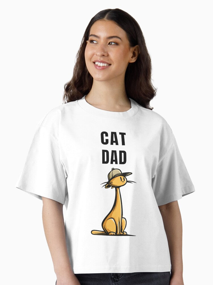 CAT DAD Cute Cat Cartoon Gift for Cat Lovers Boxy T Shirt Boxy T Shirt Trending US Gift Ready