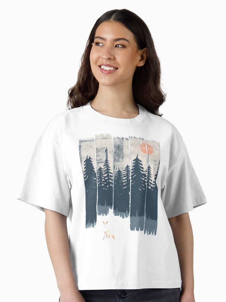 A Fox in the Wild Boxy T Shirt Boxy T Shirt Streetwear Style Relaxed Style
