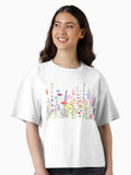 hand painted colorful wild flower field Boxy T Shirt Boxy T Shirt Streetwear Style Boxy Fit