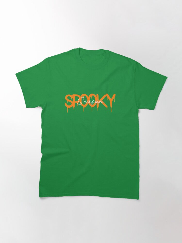 Spooky Season Cute Halloween Autumn Drip Typography Design Classic T Shirt 2
