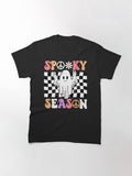 Retro Hippie Halloween Cute Ghost Spooky Season Funny Classic T Shirt