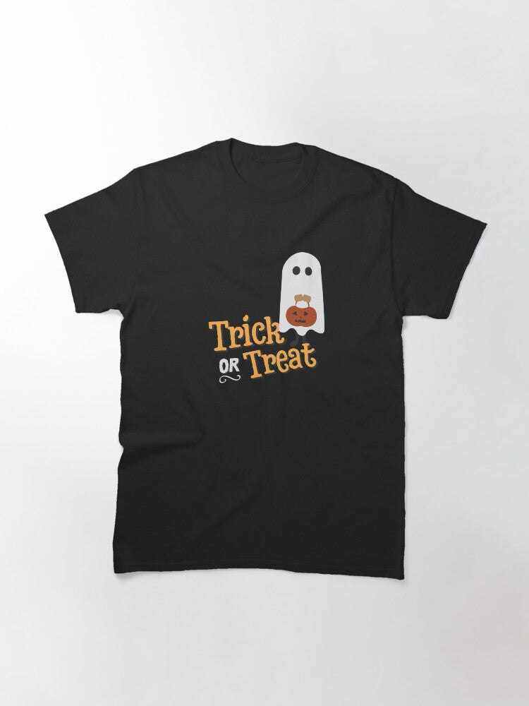 Trick Or Treat Ghost Halloween Design Classic T Shirt Clean Design