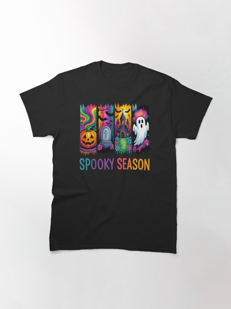 Colorful Spooky Season Halloween Panel Art Classic T Shirt