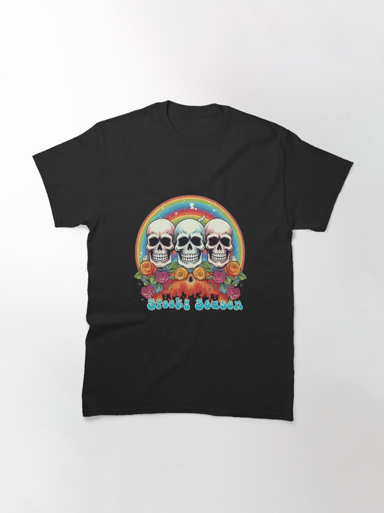 Spooky Season Hippie Retro Skull Vibes Classic T Shirt