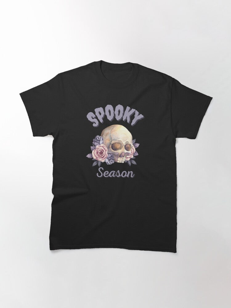 Spooky Season Skull Watercolor Halloween Watercolor Floral Skull Classic T Shirt