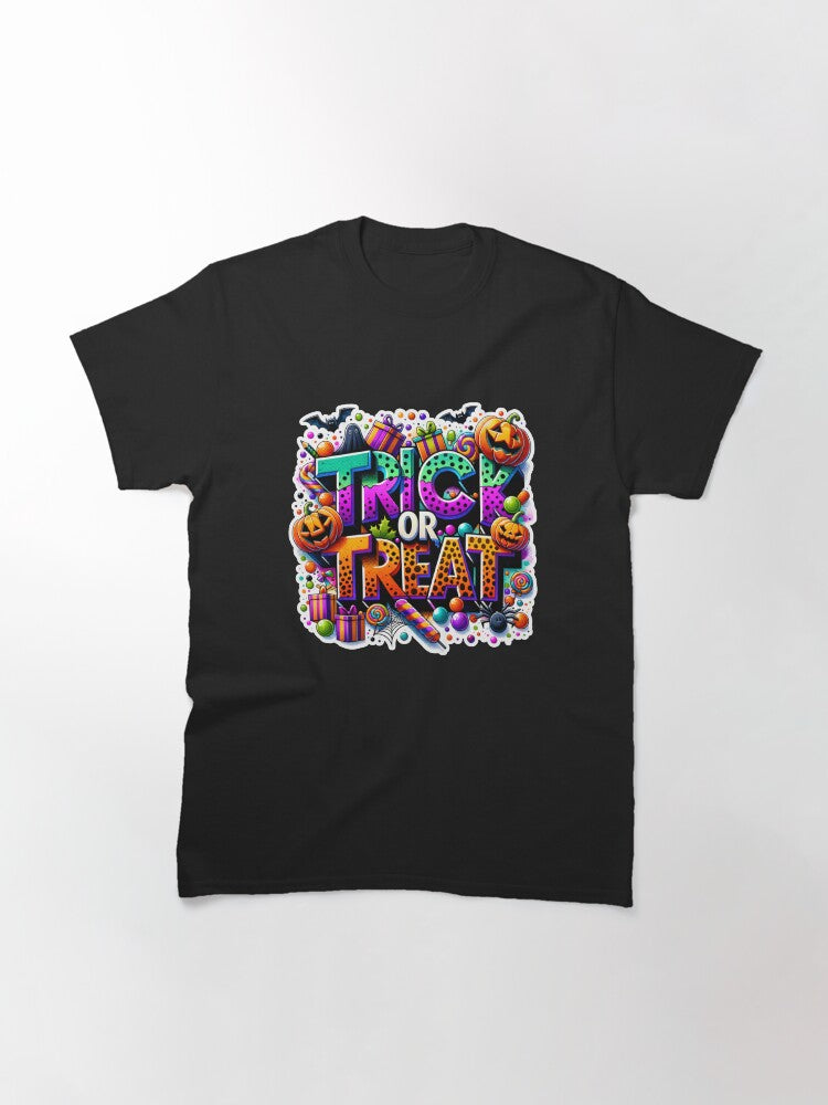 Trick Or Treat Funny Graphic Cute Halloween Artwork For Shirts Classic T Shirt Minimal Style