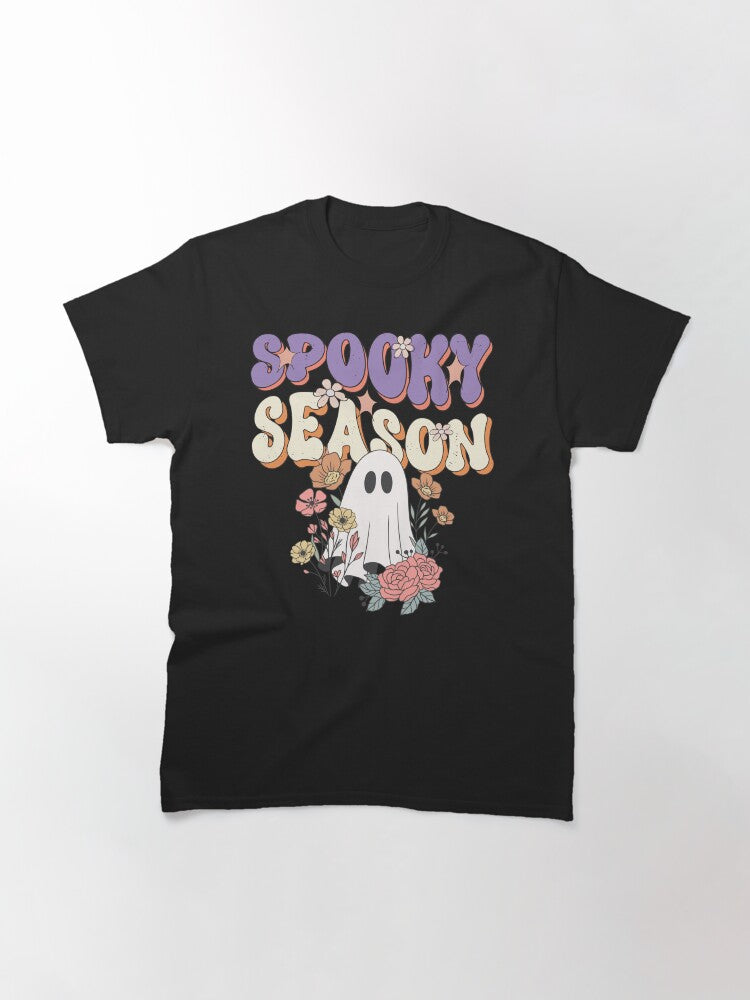 Spooky Season Ghost Beautiful Spring Flowers Classic T Shirt