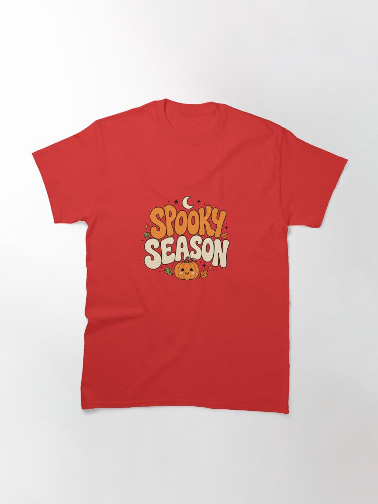 Spooky Season Cute Retro Halloween Typography Design Bankshopth Classic T Shirt