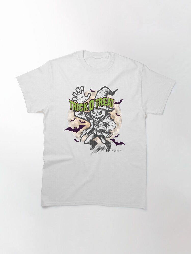 Spooky Scarecrow Trick O Treat Halloween T Shirt Classic US Trend