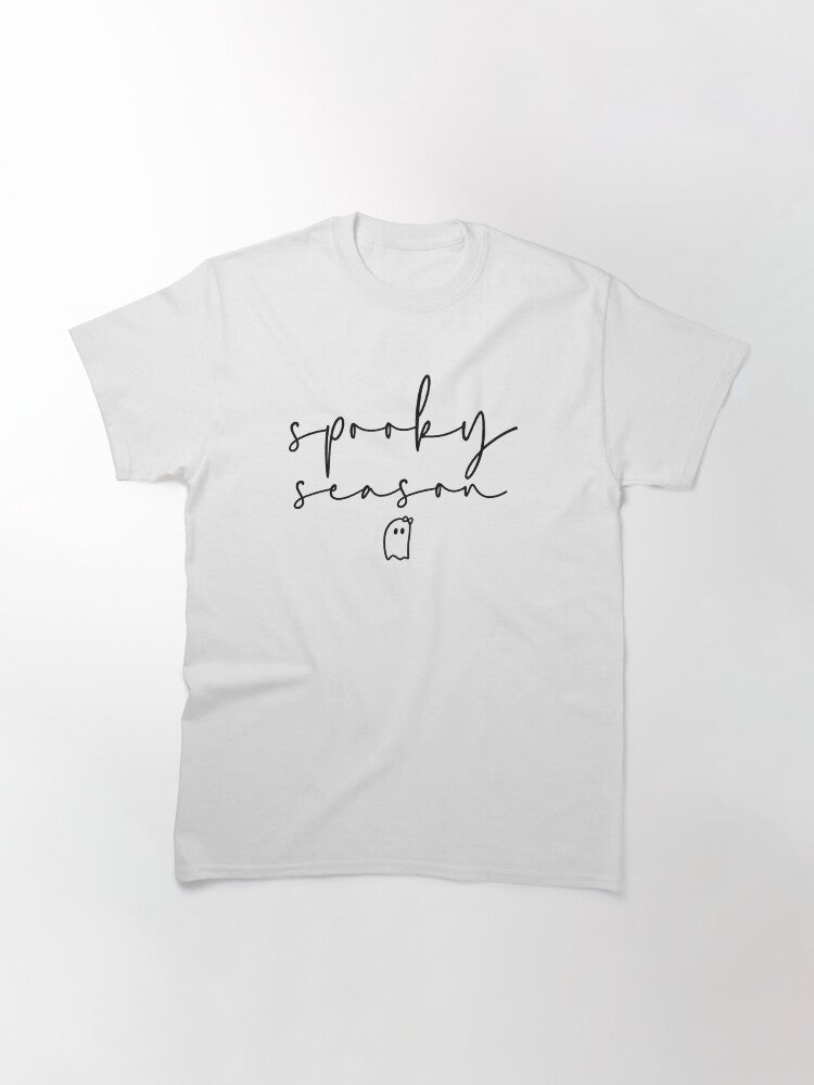 Handwritten Spooky Season Ghost Minimal Art Classic T Shirt