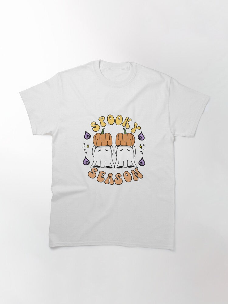 Halloween Series Spooky Season Mini Ghost Pumpkin Ghost Fire Classic T Shirt