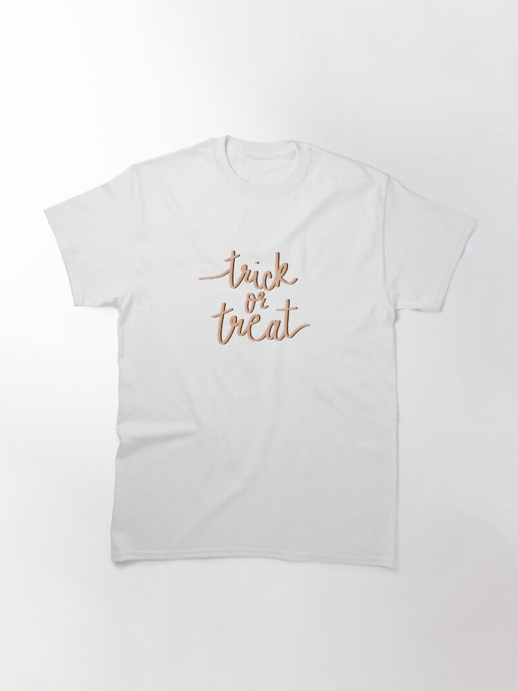 Trick Or Treat Lettering Classic T Shirt Clean Design