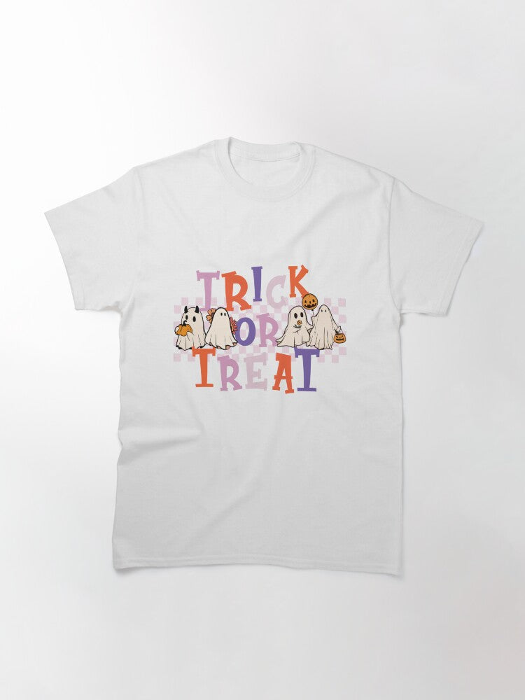 Halloween Trick Or Treat Ghost Spooky Season Classic T Shirt Clean Design