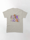 Spooky Season Halloween Ghost Witch Hat Lettering Design Classic T Shirt