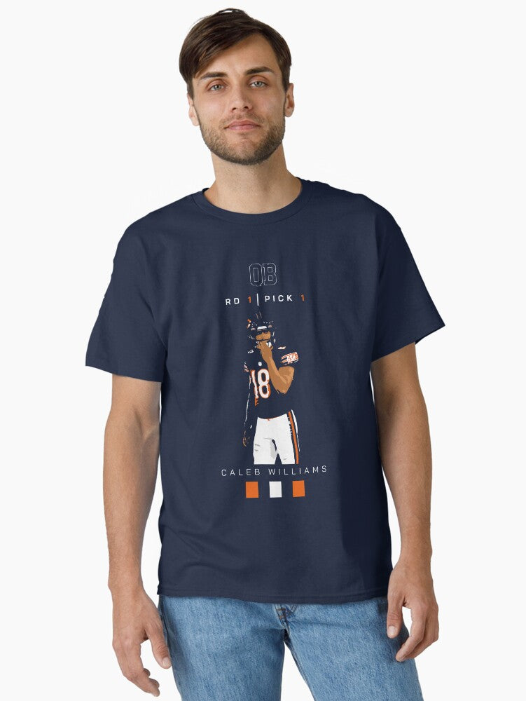 Caleb Williams Qb Bear 18 Round 1 Pick 1 Graphic Art Classic T Shirt T Shirt Everyday Wear