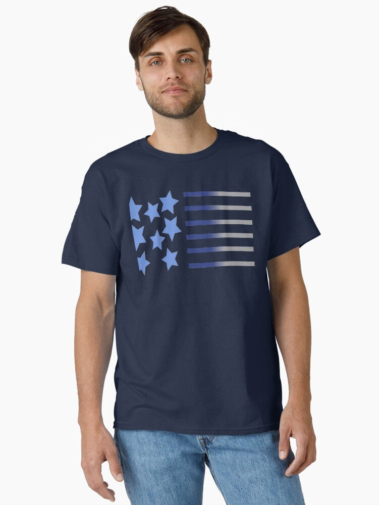 US BLUE Classic Shirt T Shirt Minimal Style