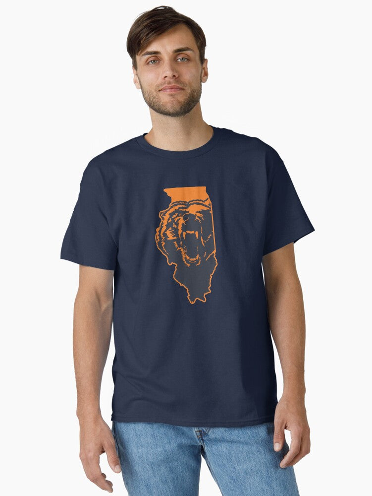 City Bear Illinois Football State Outline Classic T Shirt T Shirt Minimal Style