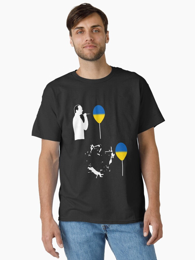 Ukraine balloon pops Putin White Classic Shirt T Shirt Clean Design