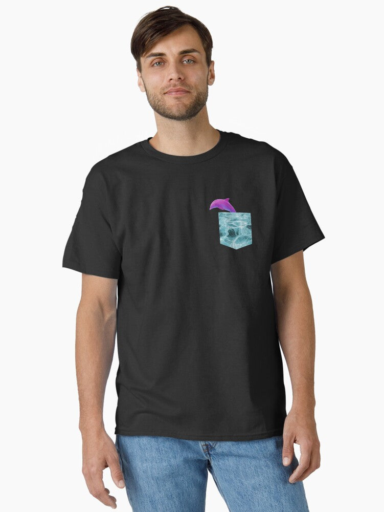 Vaporwave Dolphin Gift Water Pocket shape design Classic T-Shirt | Premium Unisex T-Shirt, Trending Graphic Tee