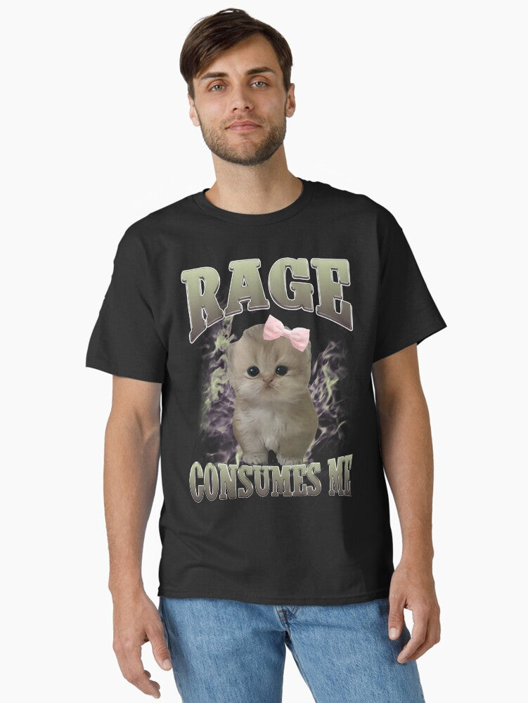 Rage Consumes Me Funny Cat Meme Classic T-Shirt | Premium Unisex T-Shirt, Trending Graphic Tee