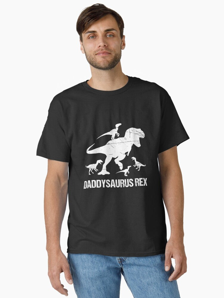 Daddysaurus Rex Fathers Gift Graphic Design for husband Classic Shirt T Shirt Clean Design