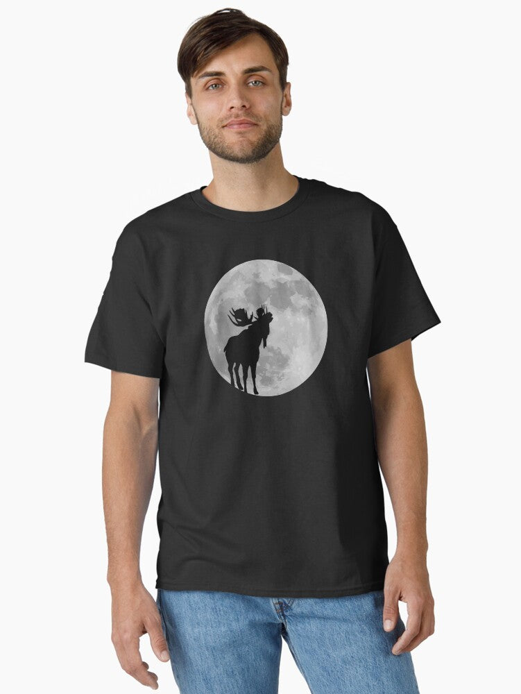 Funny Moose Full Moon Shirt Halloween Howling Moose T-Shirt Moose Lover Gift Classic T-Shirt | Premium Unisex T-Shirt, Trending Graphic Tee