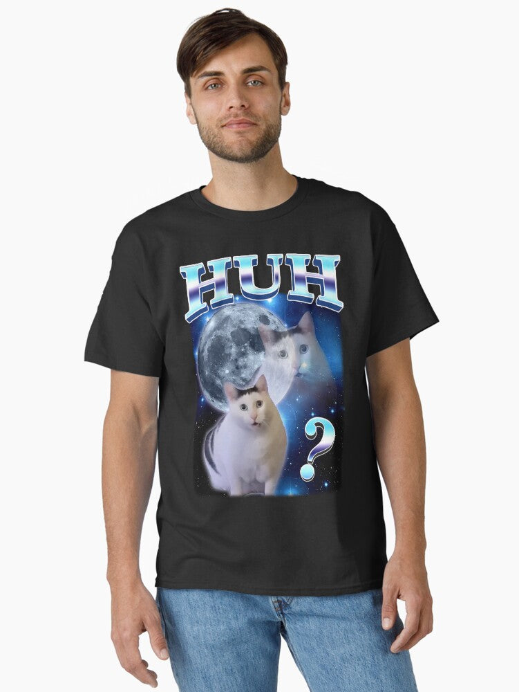 Huh Cat Funny Dank Meme Moon Classic T-Shirt | Premium Unisex T-Shirt, Trending Graphic Tee