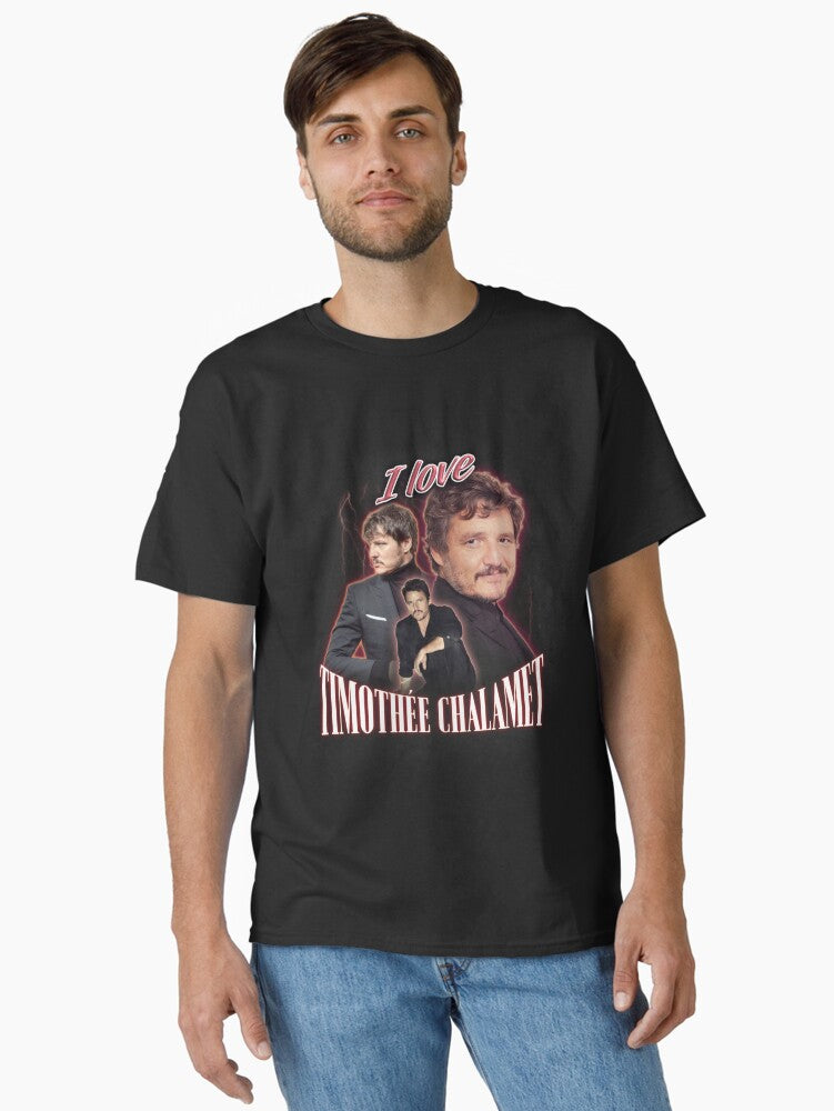I Love Timothee Chalamet Pedro Pascal Cursed Fan Collage Classic T-Shirt | Premium Unisex T-Shirt, Trending Graphic Tee