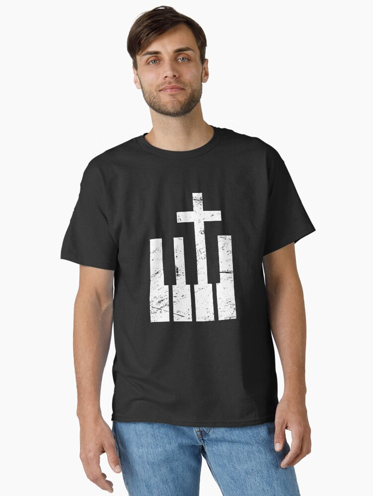 Keyboard And Cross Christian Musician Classic Shirt T Shirt Minimal Style