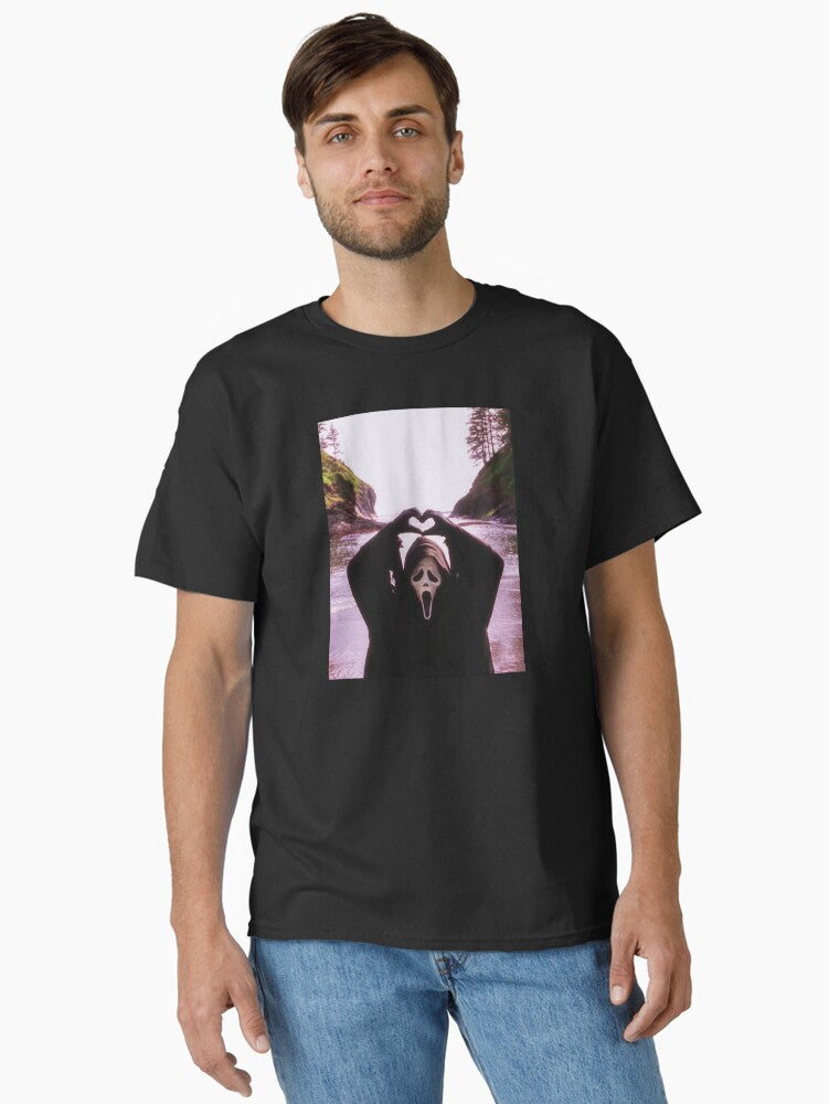 Funny Heart Hands Ghostface Emoji Classic Shirt T Shirt Gift Ready