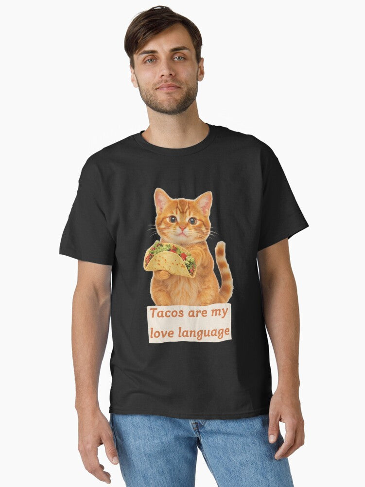 valentine cat Tacos are my love language valentines day Classic Shirt T Shirt Minimal Style