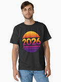 Retro Sunset 2026 Typography Vintage Synthwave New Year Design Classic T Shirt T Shirt Viral TikTok New Year Trend