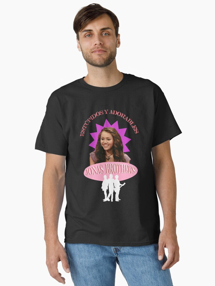 Retro Teen Pop Collage With Pink Text And Band Silhouette For Nostalgic Fans Classic T-Shirt T-Shirt | Best-Selling Artwork | Great Gift Idea