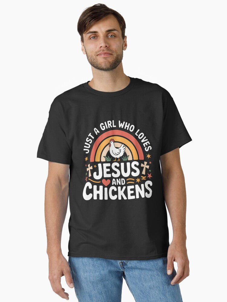 Just A Girl Who Loves Jesus And Chickens Classic Shirt T Shirt Clean Design