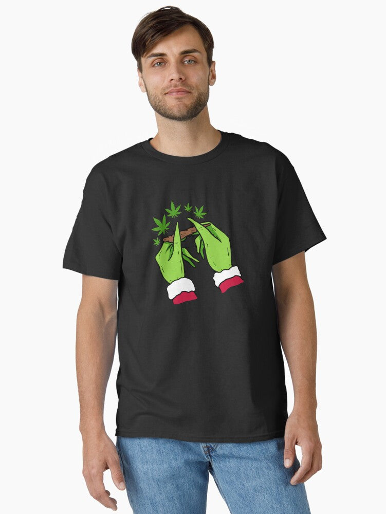 Pothead Grinch Hands Christmas Blunt Classic T Shirt T Shirt Holiday Trending Christmas Season Pick