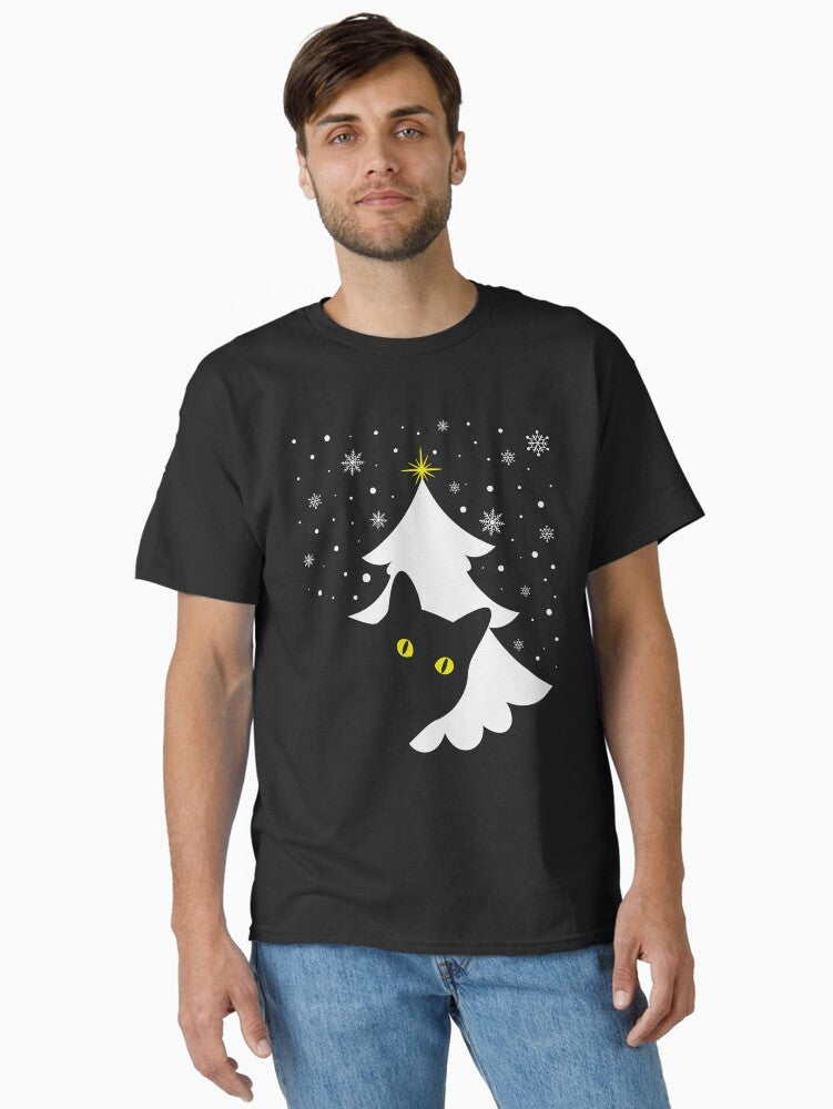 Black Cat Christmas Tree Gift For Cat Lovers Classic T-Shirt | Premium Unisex T-Shirt, Trending Graphic Tee