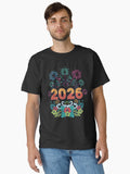 2026 Fireworks and Floral Celebration Design Classic T Shirt T Shirt Comfort Fit Modern Aesthetic
