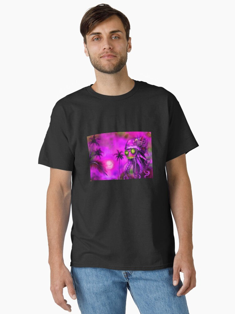 Steampunk Octopus Retrofuturism - Lilac and Pink Cephalopod - AI Generated Art 3 of 8 Classic T-Shirt | Premium Unisex T-Shirt, Trending Graphic Tee