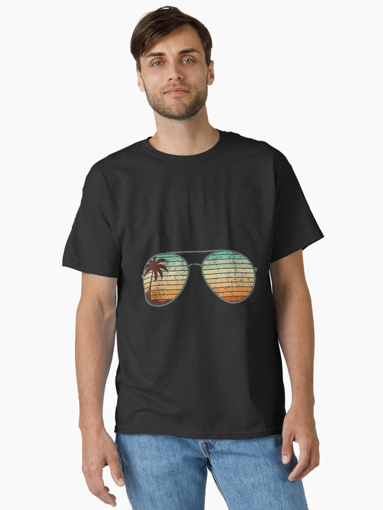 Beach Exotic Palm Trees Retro Sunglasses Tropical Summer Classic Shirt T Shirt Gift Ready