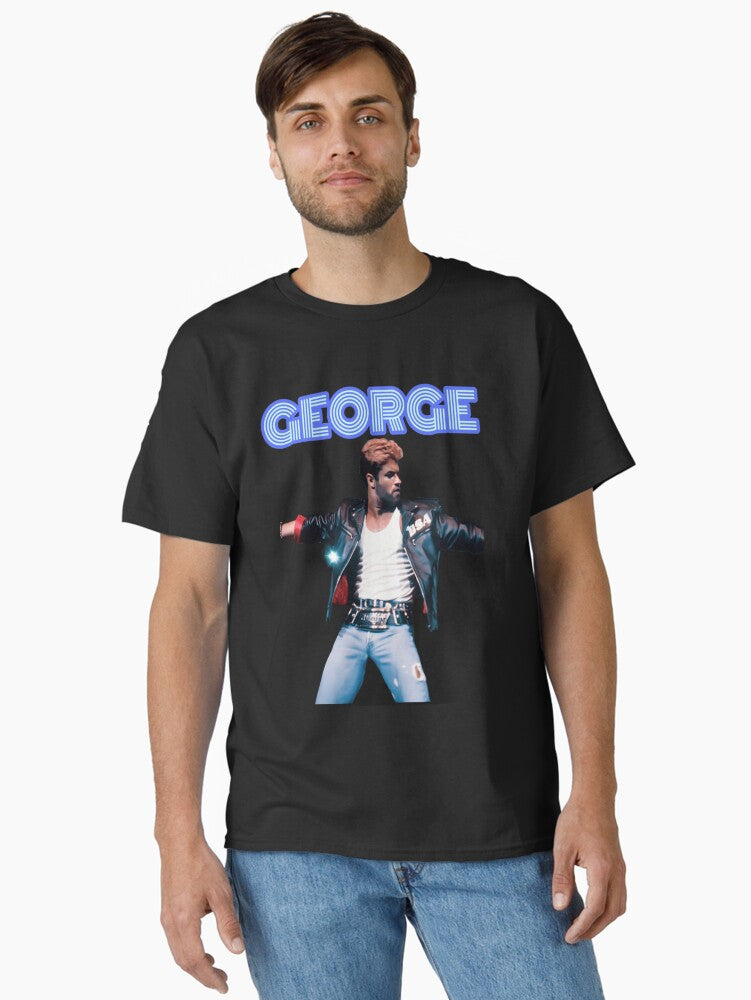 George Retro Leather Jacket Pose For Music Fans Gift For 80s Pop Lovers Classic T Shirt T Shirt Generic Icon Style