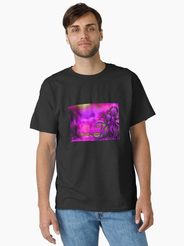 Steampunk Octopus Retrofuturism - Lilac and Pink Cephalopod - AI Generated Art 4 of 8 Classic T-Shirt | Premium Unisex T-Shirt, Trending Graphic Tee