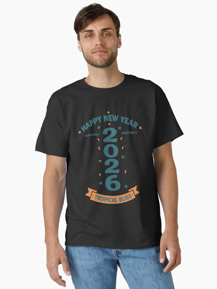 Happy New Year 2026 Tropical Bliss Celebration Classic T Shirt T Shirt Comfort Fit Modern Aesthetic