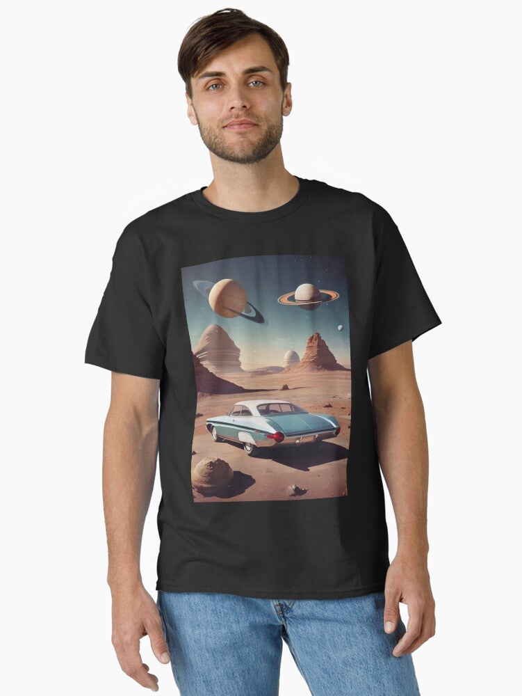 Vintage car around exoplanet Classic T-Shirt | Premium Unisex T-Shirt, Trending Graphic Tee