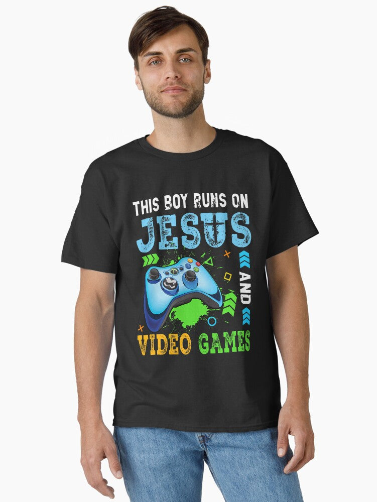 This Boy Runs On Jesus And Video Games Quote Classic Shirt T Shirt Minimal Style